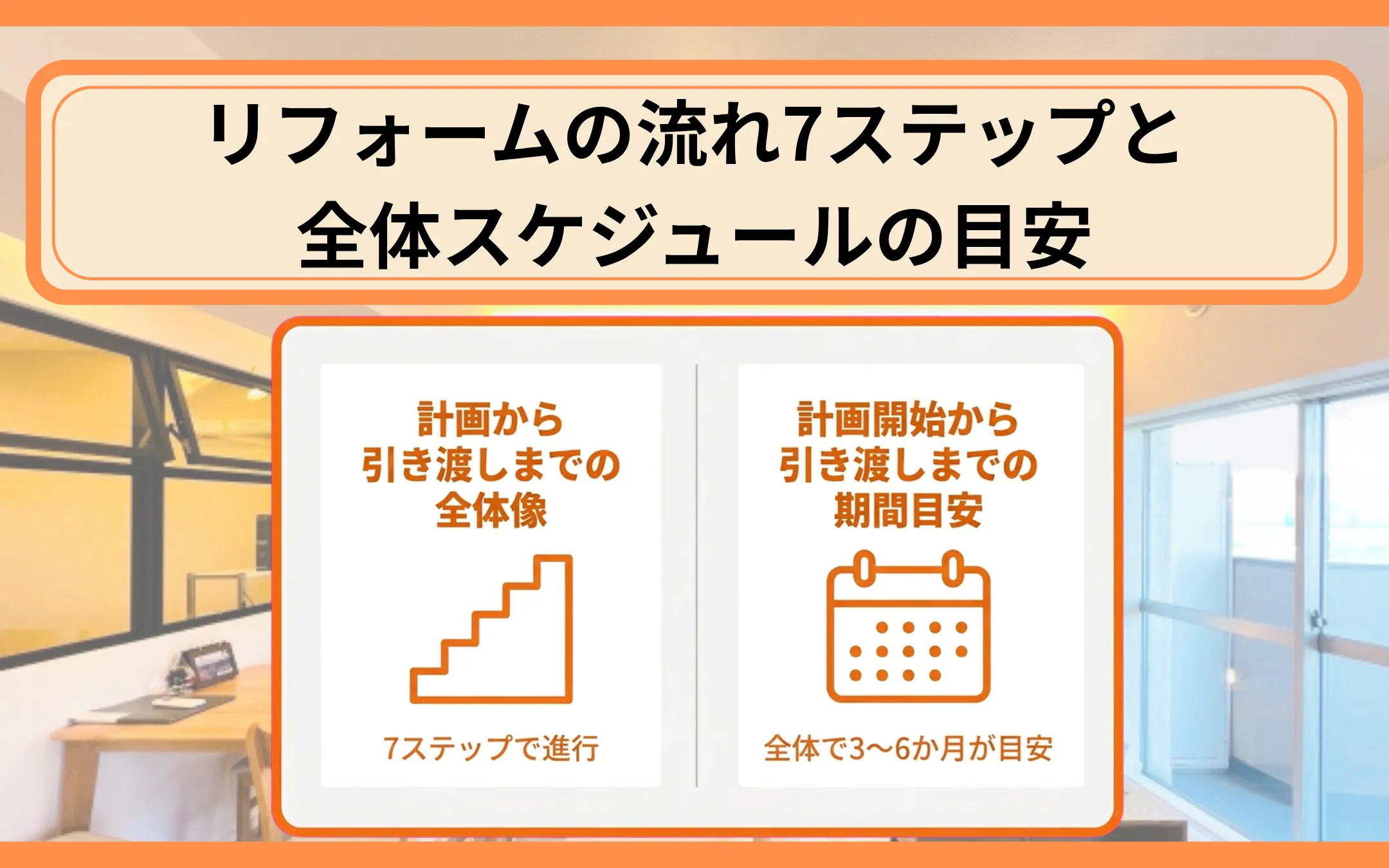 リフォームの流れ7ステップと全体スケジュールの目安