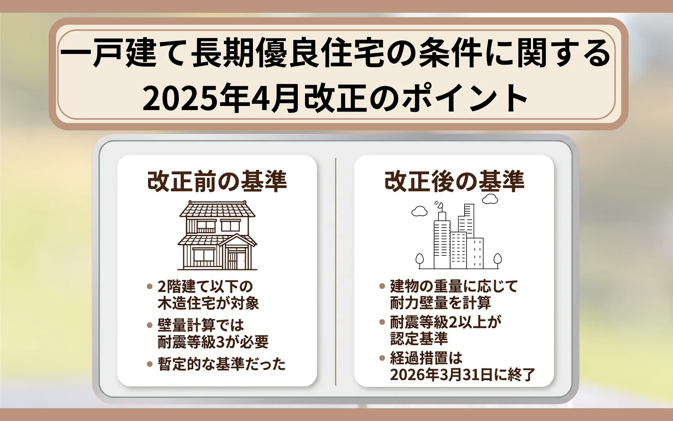 一戸建て長期優良住宅の条件に関する2025年4月改正のポイント