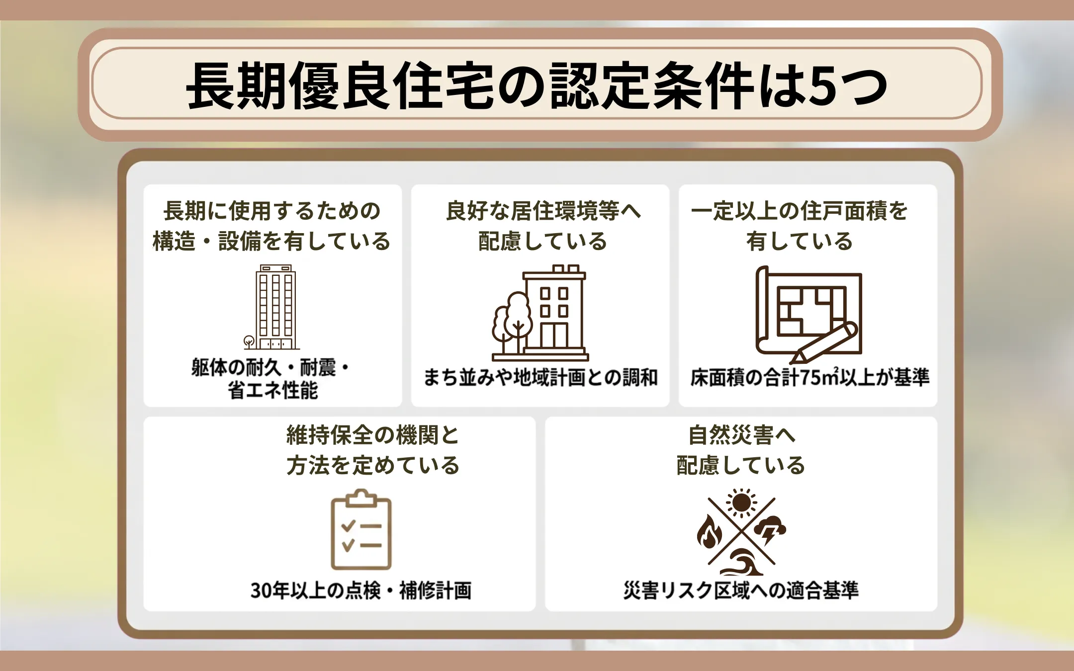 長期優良住宅の認定条件は5つ