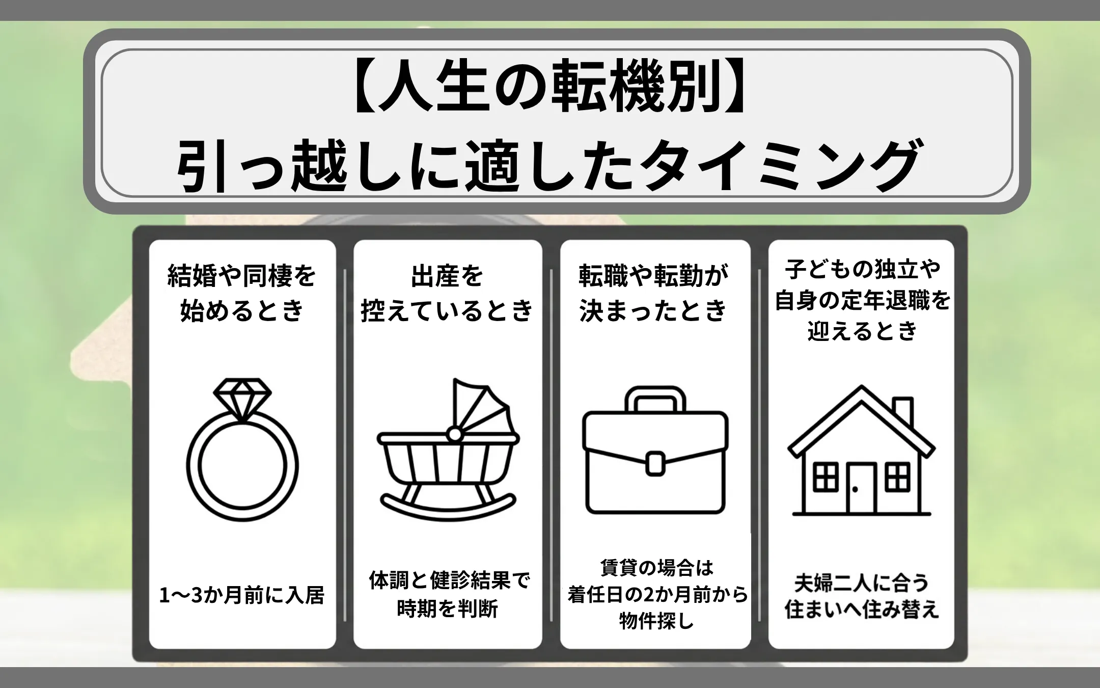 【人生の転機別】引っ越しに適したタイミング