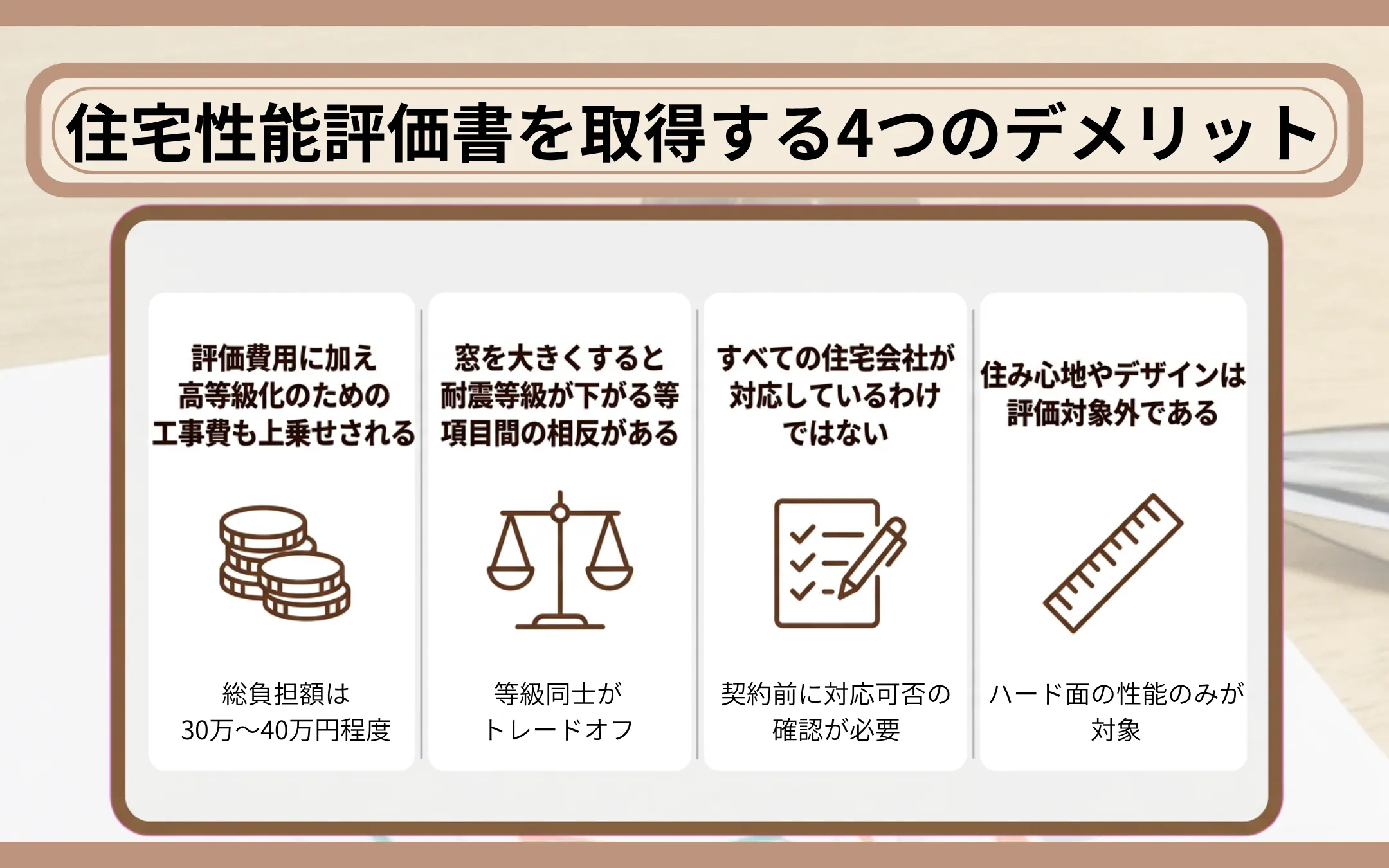 住宅性能評価書を取得する4つのデメリット