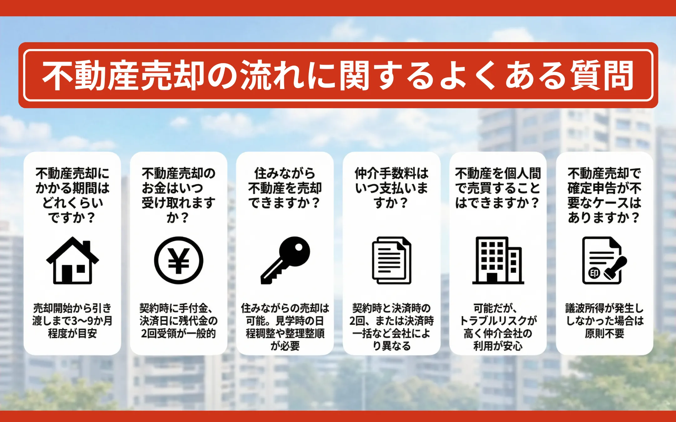不動産売却の流れに関するよくある質問