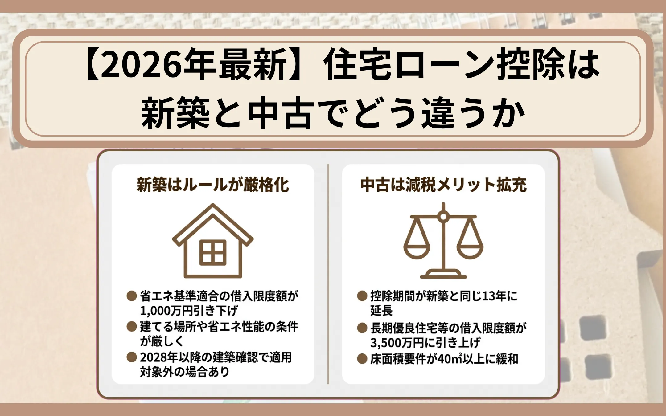 【2026年最新】住宅ローン控除は新築と中古でどう違うか